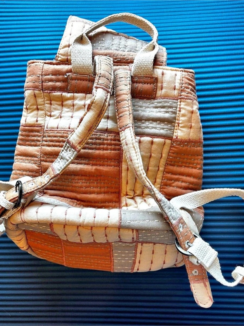 Universal Thread Patchwork Quilted Drawstring Backpack Brown & Cream - Picture 5 of 6
